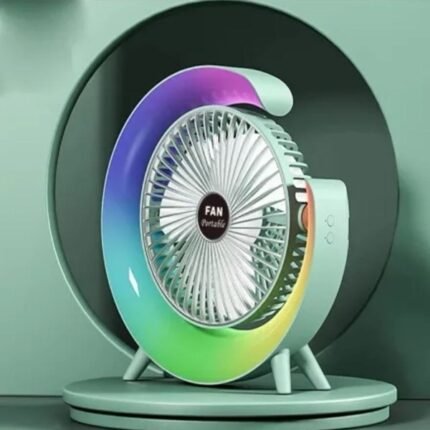 مروحة مكتب 2 في 1 مع إضاءة LED – قابلة للشحن USB و 3 سرعات