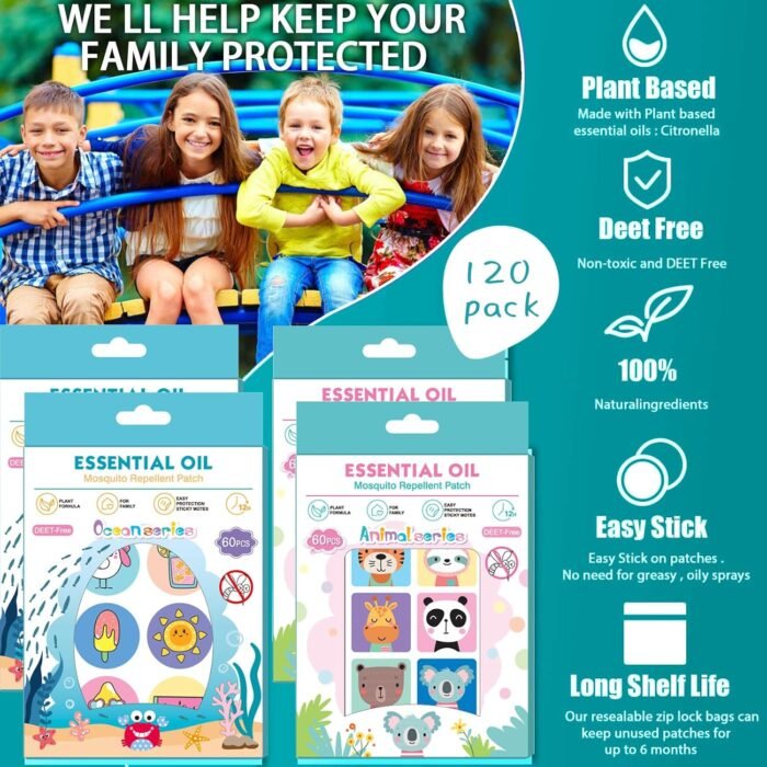 عرض 2 قطعة لاصقات طاردة للناموس والحشرات للأطفال – طبيعية وآمنة عرض 2 قطعة لاصقات طاردة للناموس والحشرات للأطفال – طبيعية وآمنة