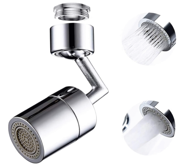 وصلة حنفية متحركة 360 درجة – رأس معدني بـ 3 أوضاع لتدفق المياه