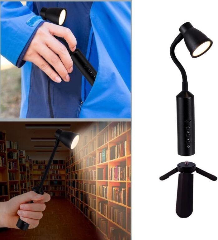 أباجورة مكتب LED محمولة قابلة للشحن – 3 أوضاع إضاءة ورأس مرنة