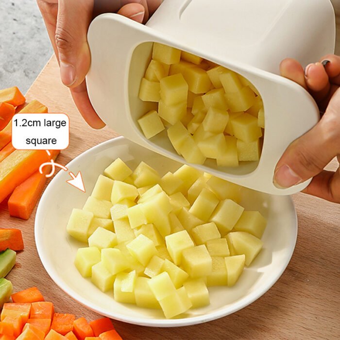 قطاعة خضروات يدوية متعددة بشفرات ستانلس ستيل ووعاء تخزين