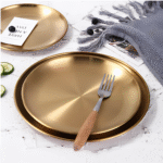طبق تقديم ذهبي من الاستانلس ستيل (24 سم) – لتقديم الفاكهة والحلويات بشكل أنيق