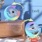 مروحة مكتب 2 في 1 مع إضاءة LED - قابلة للشحن USB و 3 سرعات - مروحة مكتب 2 في 1 مع إضاءة LED – قابلة للشحن USB و 3 سرعات