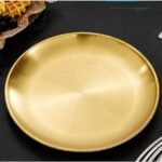 طبق تقديم ذهبي من الاستانلس ستيل (24 سم) – لتقديم الفاكهة والحلويات بشكل أنيق