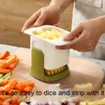 قطاعة خضروات يدوية متعددة بشفرات ستانلس ستيل ووعاء تخزين