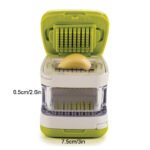 قطاعة خضروات يدوية متعددة بشفرات ستانلس ستيل ووعاء تخزين