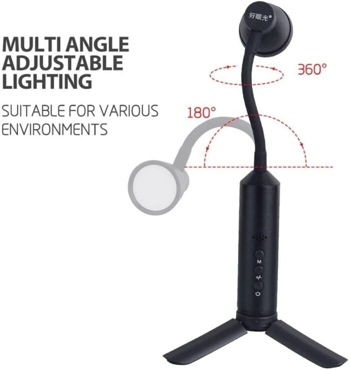 أباجورة مكتب LED محمولة قابلة للشحن – 3 أوضاع إضاءة ورأس مرنة