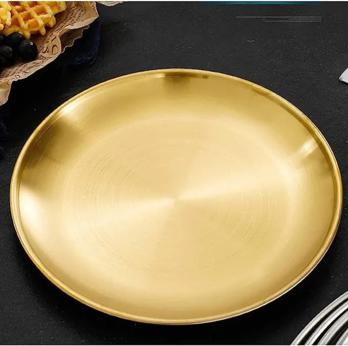 طبق تقديم ذهبي من الاستانلس ستيل (24 سم) – لتقديم الفاكهة والحلويات بشكل أنيق