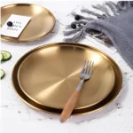 طبق تقديم ذهبي من الاستانلس ستيل (24 سم) – لتقديم الفاكهة والحلويات بشكل أنيق
