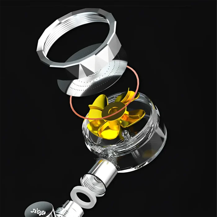 رأس دش تربو لزيادة ضغط المياه – دوار 360 درجة وسهل التركيب